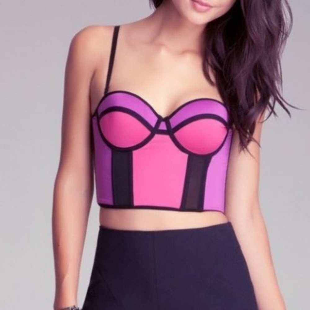 BEBE Pink Color Black Bustier Top - XS NWOT